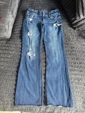 American Eagle Outfitters Distressed Blue Flare Jeans
